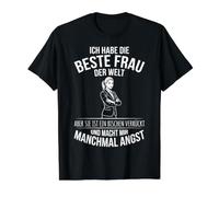 «Ich Habe Die Beste Frau Der Welt» - Divertido Dicho Marido Camiseta gráfica económica, Hombre, Negro, L
