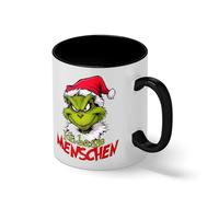 Ich Hasse Menschen - Grinchmas Lover Blanca taza de café con RIM Negro y manija Mug