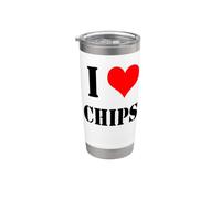 Ich liebe patatas fritas I Love Chips Vaso térmico de acero inoxidable de doble pared