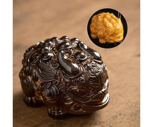 ICHAG Pixiu Tea Pet, mascota de té de resina que cambia de color, juego de té Kungfu hecho a mano, decoración de la suerte Pixiu Feng Shui para adorno de casa de té (Pixiu-negro)