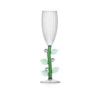 Ichendorf Milano - Copa de champán óptica, flor rosa, colección Botánica, 16 cl, vidrio borosilicato, hecho a mano