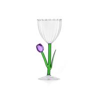 Ichendorf Milano Copa Óptica Tulipán Lila, Colección Botanica, 28 ristal Borosilicato, Hecho a Mano