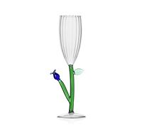 Ichendorf Milano - Flauta óptica, flor azul, colección Botánica, 16 cl, vidrio borosilicato, hecho a mano