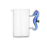 Ichendorf Milano - Jarra con diseño de caballito de mar azul, colección Marine Garden, 150 cl, vidrio borosilicato, hecho a mano