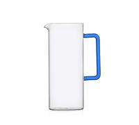 Ichendorf Milano - Jarra con mango azul, colección Tube, 120 cl, vidrio borosilicato, hecha a mano