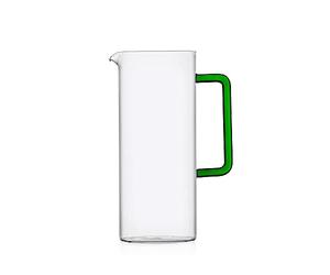 Ichendorf Milano - Jarra con mango verde, colección Tube, 120 cl, vidrio borosilicato, hecha a mano
