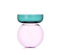 Ichendorf Milano - Jarrón cilíndrico, colección Aura, petróleo y Rosa, 25 cm de Altura, Vidrio borosilicato, Hecho a Mano