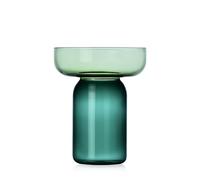 Ichendorf Milano - Jarrón cilíndrico, colección Aura, Verde y petróleo, 25 cm de Altura, Vidrio borosilicato, Hecho a Mano