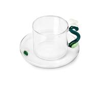 Ichendorf Milano - Taza de té con diseño de mariposas, con plato de bayas, colección Fruits & Flowers, 30 ristal borosilicato, hecha a mano