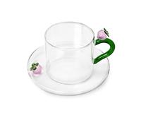 Ichendorf Milano - Taza de té de fresa con plato de fresa, colección Fruits & Flowers, 30 ristal borosilicato, hecha a mano