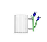 Ichendorf Milano - Taza óptica de flor azul, colección Botánica, 45 ristal borosilicato, hecha a mano