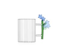 Ichendorf Milano - Taza óptica de flor azul, colección Botánica, 45 ristal borosilicato, hecha a mano