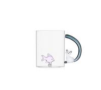 Ichendorf Milano Taza, Pez Rosa y Gato Blanco, Collezione Tabby Cat, 40 cl, Vidrio Borosilicato, Hecho a Mano Diseño: Alessandra Baldereschi