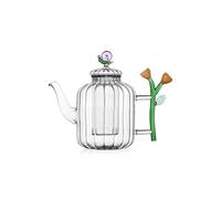 Ichendorf Milano - Tetera óptica, diseño de caracol y flor ámbar, colección Botanica, 120 cl, vidrio borosilicato, hecho a mano