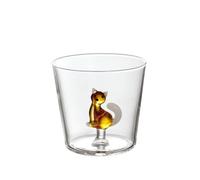 Ichendorf Milano Vaso Gato, Ámbar con Cola Blanca, Collezione Tabby Cat, 35 cl, Vidrio Borosilicato, Hecho a Mano Diseño: Alessandra Baldereschi