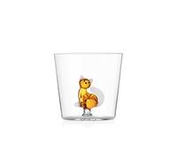 Ichendorf Milano Vaso Gato, Ámbar con Cola Blanca, Collezione Tabby Cat, 35 cl, Vidrio Borosilicato, Hecho a Mano Diseño: Alessandra Baldereschi