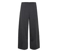 ICHI IHKATE PA7 Pantalones de tela para mujer, corte ancho, con cremallera en la cintura elástica, Dark Grey Melange (200319), L