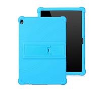 iChicTec Funda con función atril integrada para Lenovo Tab P10(TB-X705F/L)/Tab 5 Plus 10.1(TB-X705F/L)/Smart Tab M10 TB-X605F funda protectora de silicona ligera antideslizante, color azul claro