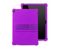 iChicTec Funda con función atril integrada para Lenovo Tab P10(TB-X705F/L)/Tab 5 Plus 10.1(TB-X705F/L)/Smart Tab M10 TB-X605F funda protectora de silicona ligera antideslizante, color morado