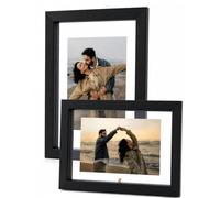 Ichigo Ichie Juego de 2 Marcos de Fotos Flotantes 15x20cm, Doble Panel Acrílico Transparente, Marco de Madera para Mesa, Uso Vertical y Horizontal, Ideal para Decoración del Hogar y la Oficina, Negro