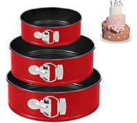 Ichigo Ichie Juego de 3 Piezas Moldes Redondos de Acero Para Reposteria, Molde Tarta Desmontable, Antiadherente y a Prueba de Fugas, Ideal Para Hacer Pasteles, Tamaño 22/25/26cm, Rojo