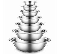 Ichigo Ichie Juego de 7 Cuencos de Acero Inoxidable, Cuenco para Comida, Recipiente para Alimentos, Ensaladera en 7 Tamaños - Ø 14/16/18/20/22/24/26 cm, Aptos para Lavavajillas y Apilables