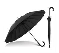 Ichigo Ichie Paraguas Grande Automatico Resistente al Viento y Lluvia con 16 Varillas de Reforzadas, Mango Curvado, Ligero y Portátil, Protección Contra la Lluvia, Ideal para Uso Diario, Negro