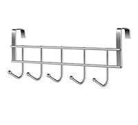 Ichigo Ichie Perchero para Puerta de Acero Inoxidable, Gancho de Puerta Universal, Colgador de Puerta para Ropa, Ideal para Puertas de Baño, Dormitorio y Cocina (con 5 Ganchos)
