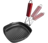 Ichigo Ichie Sartén para Parrilla Antiadherente con Mango Plegable, Sartén Para Bistec de Acero Al Carbono, Apta para Todo Tipo de cocinas, Incluida Inducción y puede Lavavajillas (24 x 24 cm)