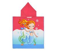 Ichigo Ichie Toalla con Capucha para Niños de 3 a 7 Años, Poncho de Playa Infantil 60 x 90 cm, Suave y Súper Absorbente, Ideal para Piscina, Playa y Baño, Diseño de Sirena