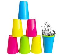 Ichigo Ichie Vasos de Plástico de Colores Reutilizables, Vasos Camping Duro, Libres de BPA, Apta para Lavavajillas y Microondas, Ideal para Cumpleaños y Fiestas - 450 ml, 8 Unidades