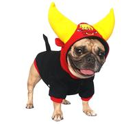 iChoue Abrigos de invierno de cuerno de búfalo con capucha, disfraces para bulldogs franceses, pug, bulldogs ingleses, mantiene a tus perros calientes y elegantes. Añade diversión al armario de tu