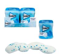 iChuches- Chicle sin azúcar de larga duración Trident. Refrescante, sin calorías, ideal para el aliento (6 botes, bote dental care menta)