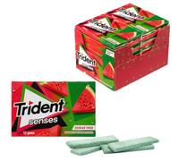 iChuches- Chicle sin azúcar de larga duración Trident. Refrescante, sin calorías, ideal para el aliento (12 und, senses sandia)