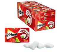 iChuches- Chicle sin azúcar de larga duración Trident. Refrescante, sin calorías, ideal para el aliento (16 und, fresa lima)