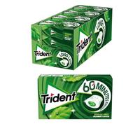 iChuches- Chicle sin azúcar de larga duración Trident. Refrescante, sin calorías, ideal para el aliento (16 und, 60min hierba)