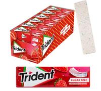 iChuches- Chicle sin azúcar de larga duración Trident. Refrescante, sin calorías, ideal para el aliento (24 und, lámina fresa)