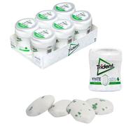 iChuches- Chicle sin azúcar de larga duración Trident. Refrescante, sin calorías, ideal para el aliento, con efecto blanqueante (6 botes, bote grageas white) Trident white spearmint bote