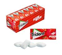 iChuches- Chicle sin azúcar de larga duración Trident. Refrescante, sin calorías, ideal para el aliento (24 und, grageas fresa)