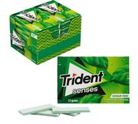 iChuches- Chicle sin azúcar de larga duración Trident. Refrescante, sin calorías, ideal para el aliento (12 und, senses hierba)