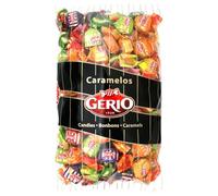iChuches Golosinas Caramelos Duros Rellenos de Fruta 1 kg Surtido 8 Sabores Fresa Melocotón Limón Cereza Mango Naranja Melón Mora Sin Gluten