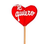 iChuches - Piruleta Corazón "Te Quiero" 55gr - Caramelo Rojo con Mensaje Romántico - Dulce Regalo para San Valentín, Aniversario o Detalle Especial Pareja - 12 Unidades, 660 Gramos