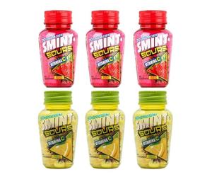 iChuches - Smint Sour 3 Limón + 3 Fresa, XL 4 Menta + 4 Fresa y Tin Surtido 10 Unidades 5 Sabores - Caramelos Refrescantes de Menta y Fruta para Llevar
