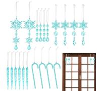 Icicle Snowflake Ornaments - 20 Piezas de decoración acrílica, Colgantes Transparentes de Copos de Nieve, navideños para árboles, Ventanas, Puertas, Fuego, Boda, cumpleaños,