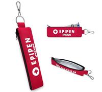 ICIMBI 1 funda de transporte EpiPen, bolsa de soporte para Epipen roja con mosquetón, para 1 medicamento EpiPen para alergia al asma, deportes al aire libre, viajes, para caminar o correr