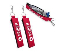 ICIMBI Paquete de 2 fundas de transporte EpiPen aisladas, bolsa roja para Epipen con mosquetón, para 1 medicamento EpiPen para alergias del asma, deportes al aire libre, viajes, para caminar o correr