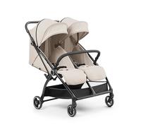 Ickle Bubba Aries - Cochecito doble plegable automático (piedra) - Cochecito doble delgado y ligero de 10,5 kg, plegable automático con una sola mano, asientos ajustables, viseras solares ventiladas