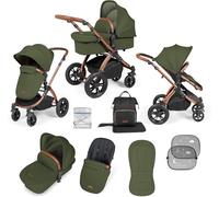Ickle Bubba Stomp Luxe 2 en 1 Carrycot y cochecito - Negro/Woodland/Tan