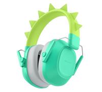 iClever Auriculares con cancelación de ruido para niños, SNR 29 dB, protección auditiva para fuegos artificiales, eventos, camión monstruo, dinosaurio, verde