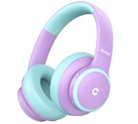 iClever BTH26 - Auriculares de reducción activa de ruido para niños, 60 horas de tiempo de reproducción, carga rápida tipo C, volumen seguro 80 dBA, Bluetooth 5.4 auriculares inalámbricos para niños